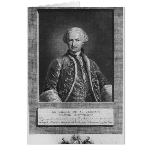 Count of St. Germain, berömd alchemist, 1783 Hälsningskort (Framsidan)
