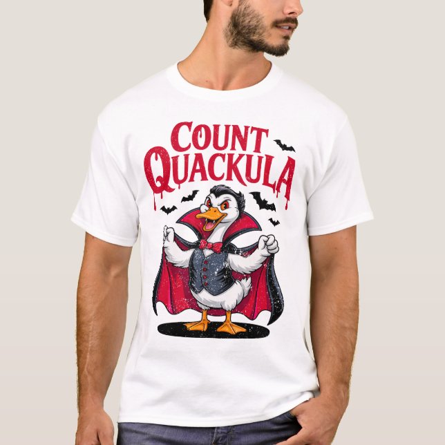 Count Quackula Funny Halloween Vampire Anka T Shirt (Framsida)