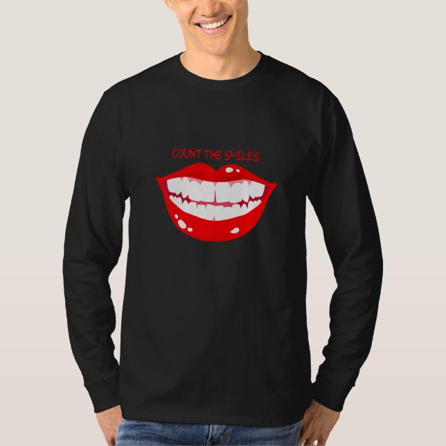 Count the Smiles Smiling Red Läppar T Shirt (Framsida)