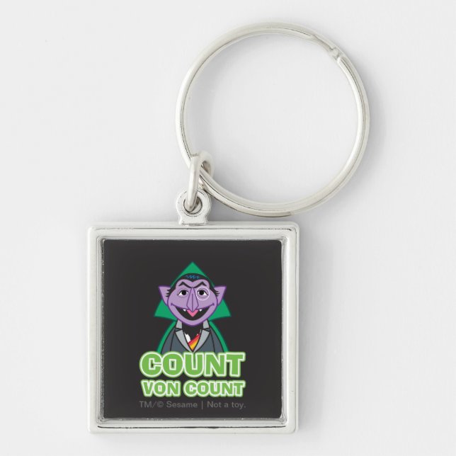 Count von Count Classic Stil 2 Fyrkantig Silverfärgad Nyckelring (Framsidan)