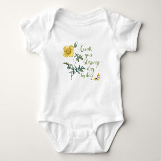 Count your blessings - vintage Yellow poppy  T Shirt (Framsida)
