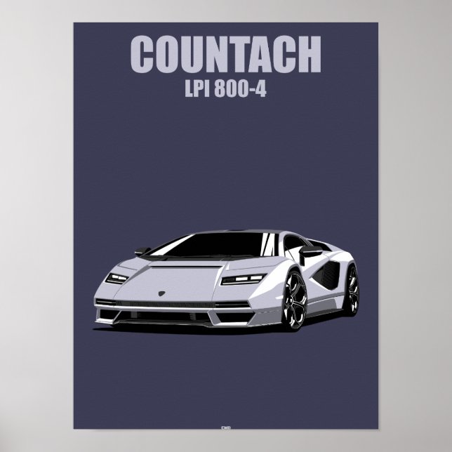 Countach Hybrid Superbil Minimalistisk Illustratio Poster (Framsidan)