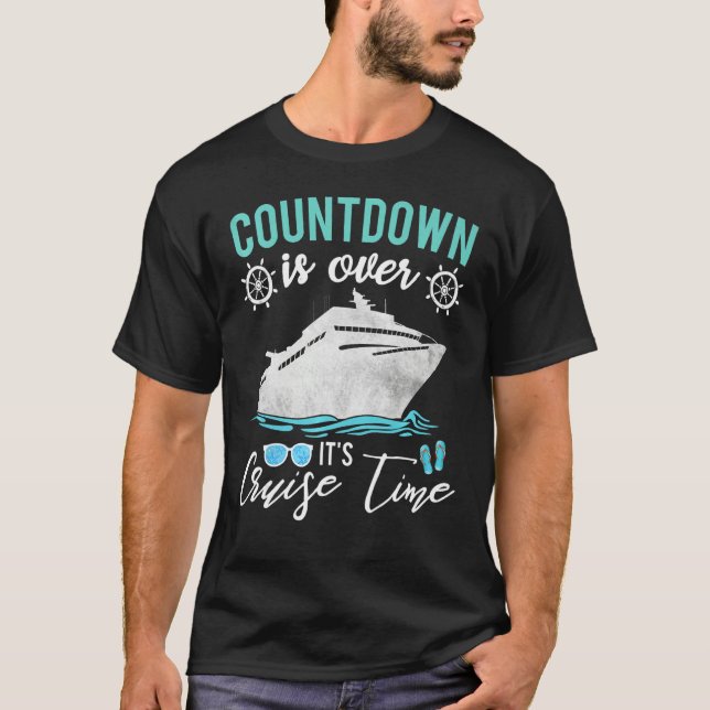 Countdown Is Over It s Cruise Time Retro Cruising  T Shirt (Framsida)