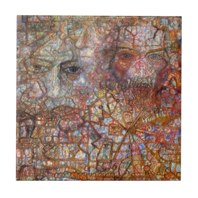 Countenances: Två Ansikte (av Pavel Filonov) Kakelplatta (Framsidan)