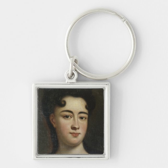 Countess Cosel Fyrkantig Silverfärgad Nyckelring (Framsidan)