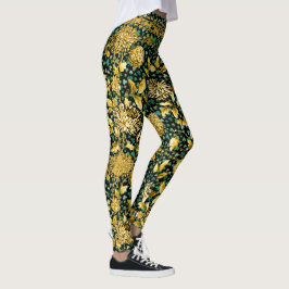 Countess Guld chain Blommigt Shamrock Black Leggings