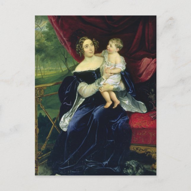 Countess Olga Ivanovna Orlov med hennes dotter Vykort (Framsida)