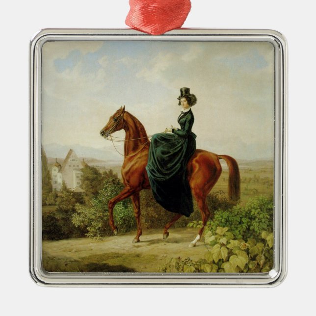 Countess on Horseback (Elegant Brown Horse) Julgransprydnad Metall (Framsidan)