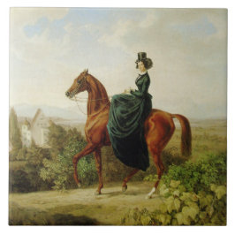 Countess on Horseback (Elegant Brown Horse) Kakelplatta