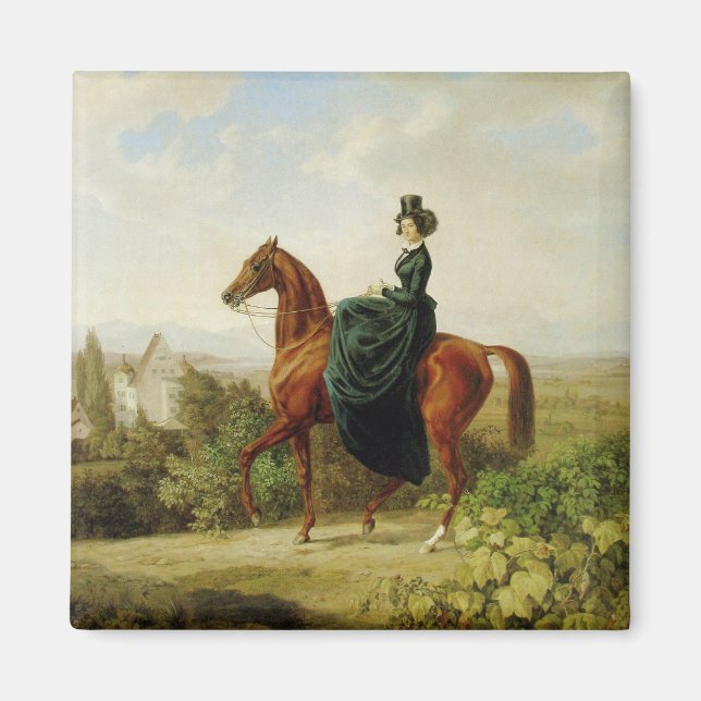 Countess on Horseback (Elegant Brown Horse) Magnet (Framsidan)