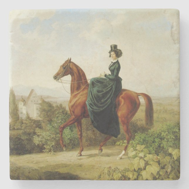 Countess on Horseback (Elegant Brown Horse) Stenunderlägg (Framsidan)