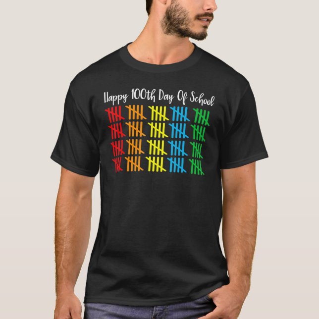 counting 100 lines tally marks happy 100th day of  t shirt (Framsida)