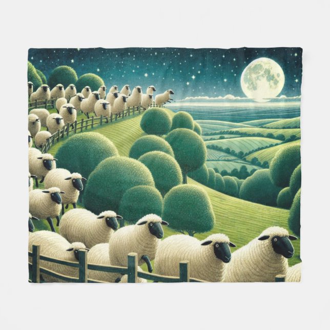 Counting Sheep Fleecefilt (Framsidan (Horisontell))