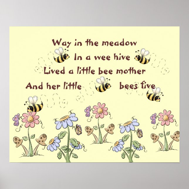 Country Bees and Flowers Nursery Rhyme Poster (Framsidan)