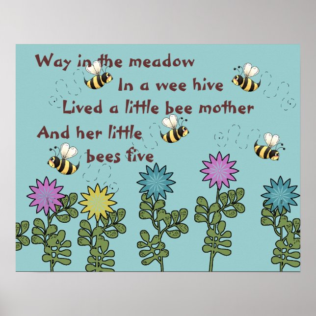 Country Bees and Flowers Nursery Rhyme Poster (Framsidan)