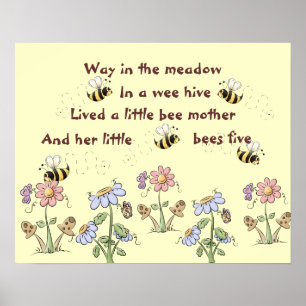 Country Bees and Flowers Nursery Rim Poster