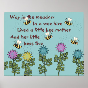 Country Bees and Flowers Nursery Rim Poster