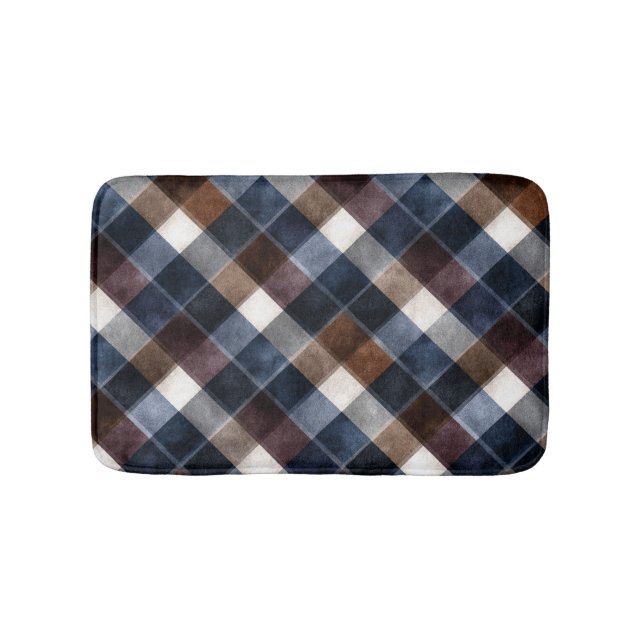 Country Blue Red White Grey Squares   Badrumsmatta (Framsidan)