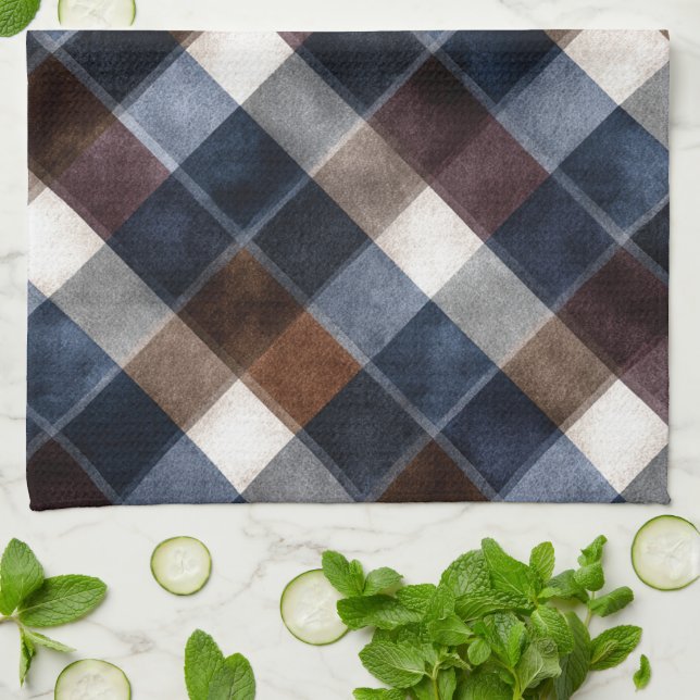 Country Blue Red White Grey Squares   Kökshandduk (Vikta)