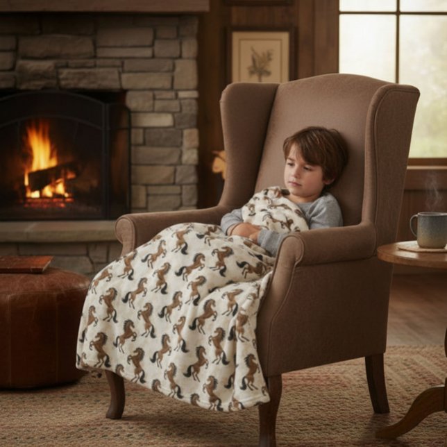 Country Brown Horses Fleecefilt (Skapare uppladdad)