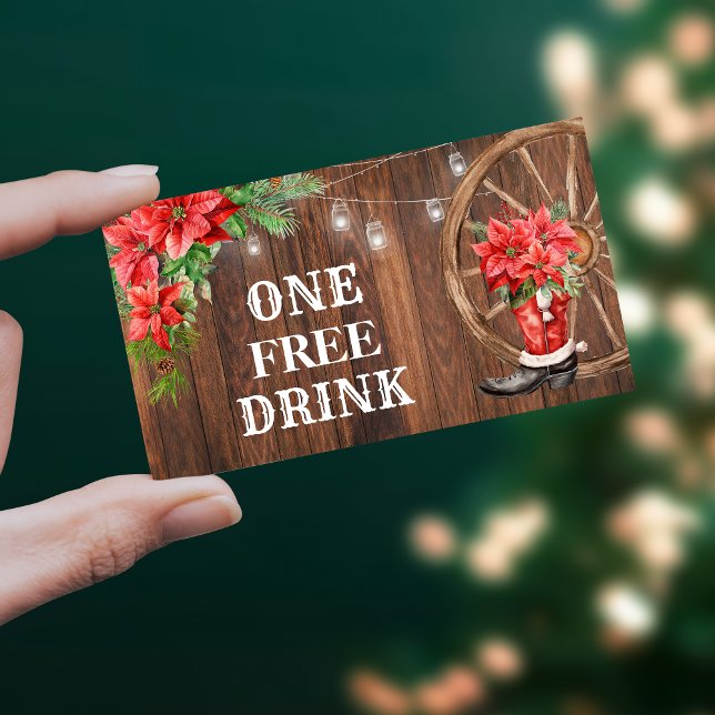 Country Christmas Free Drink Party Card Ticket Rabattkort (Skapare uppladdad)