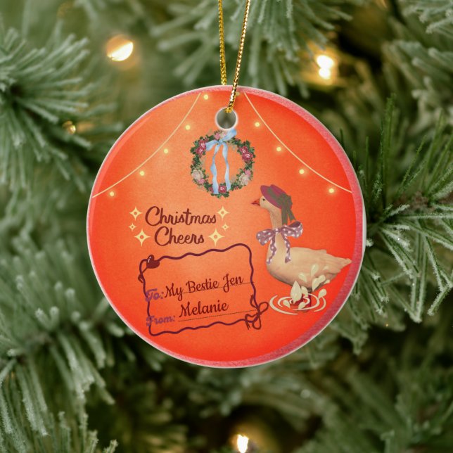 Country Christmas Goose Ornament - rustic gift tag (Träd)