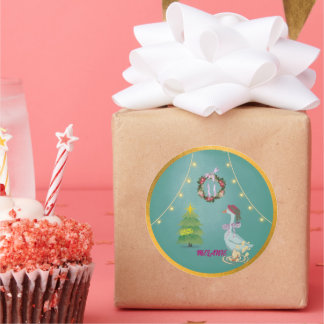 Country Christmas Goose Runt Klistermärke