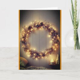 Country Christmas lighted wreath Kort
