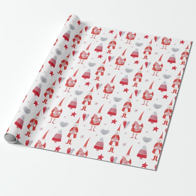 Country Christmas Santa and Tree Wrapping Paper Presentpapper (Utrullad)
