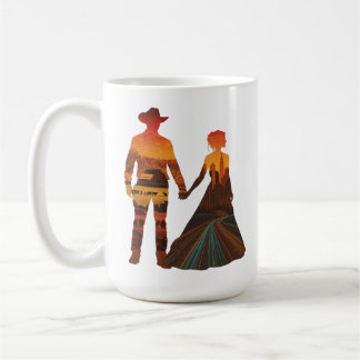 Country Cowboy & City Girl Silhouette Kaffemugg