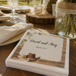 Country Cowboy Västerländsk Bröllops Cocktail Serv Pappersservett