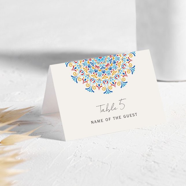 Country Culture Crest Mandala Wedding Place Card Bordsnummer (Skapare uppladdad)