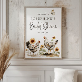 Country Farm Kyckling Bröllopsdusch Välkomstskylt Poster