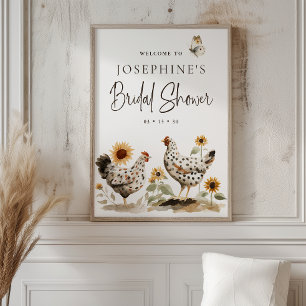 Country Farm Kyckling Bröllopsdusch Välkomstskylt Poster