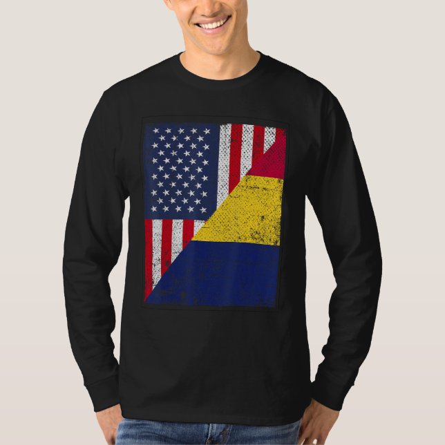 Country Flag Design  Half USA Half Chad T Shirt (Framsida)