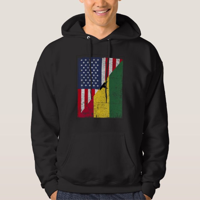 Country Flag Design  Half USA Half Ghana Hoodie (Framsida)