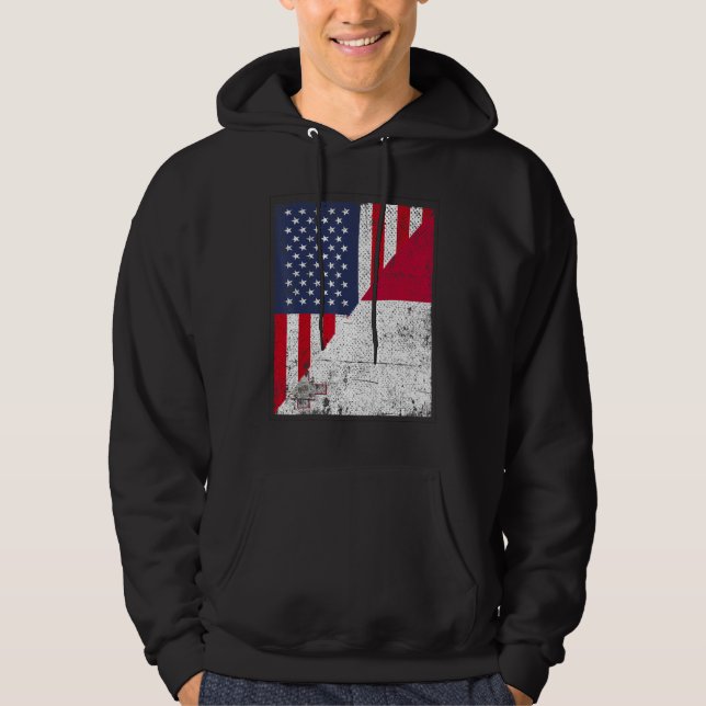 Country Flag Design  Half USA Half Malta Hoodie (Framsida)