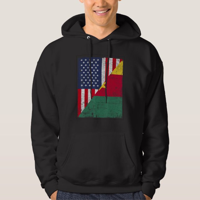 Country Flag  Half USA Half Cameroon Hoodie (Framsida)
