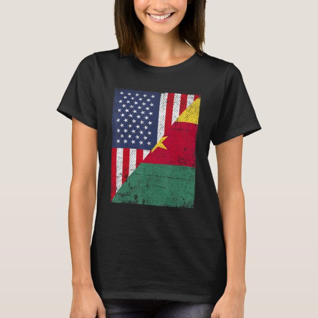 Country Flag  Half USA Half Cameroon T Shirt (Framsida)