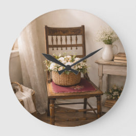 Country French Chair Wall Clock – Cottage Core Stor Klocka
