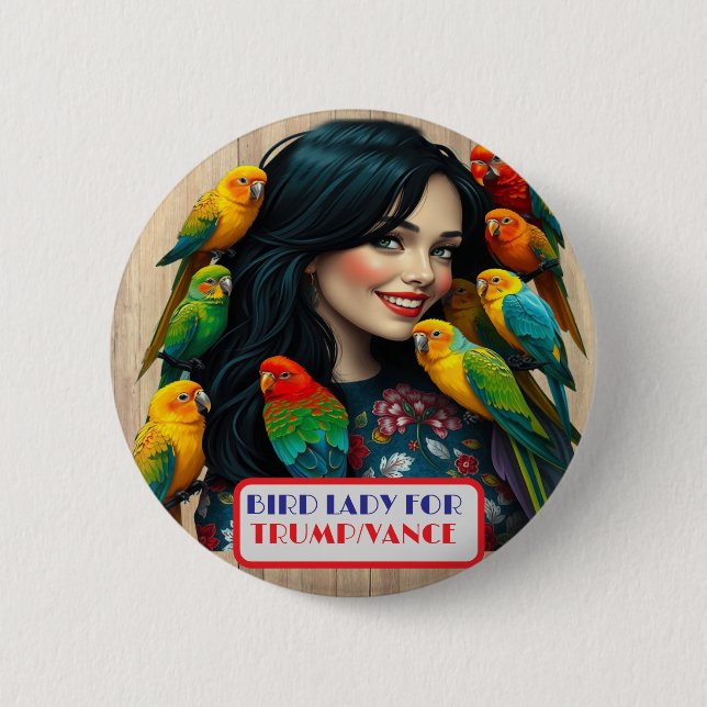 Country Gals Bird Lady for Trump/Vance Button Knapp (Framsida)