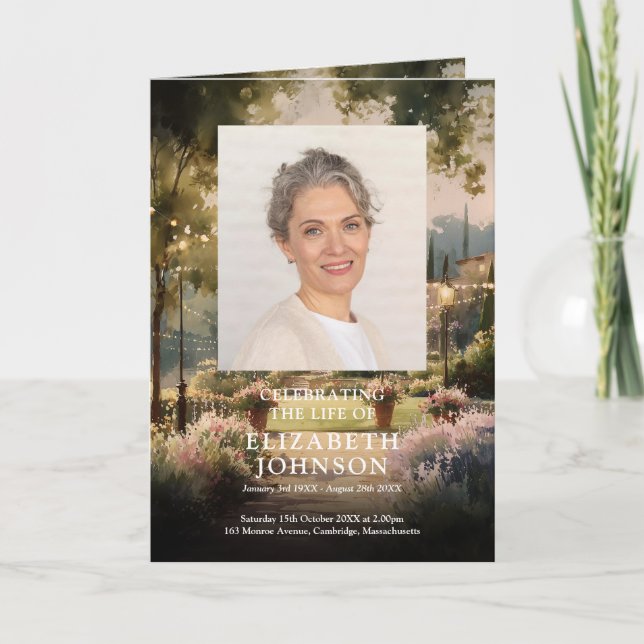 Country Garden Begravning Minnesgudstjänst Ordning Program (Framsida)