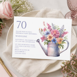 Country Garden Blommig Vattningskanna 70-årsdag Inbjudningar