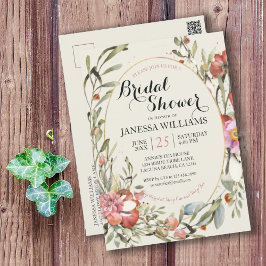 Country Garden Floral Bridal Shower Invitation Vykort