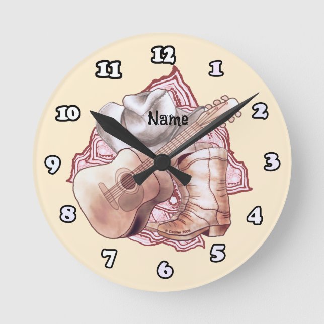 Country Gitarr  Rund Klocka (Framsida)