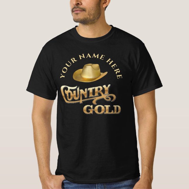 Country Gold Personlig Western Stil Present  T Shirt (Framsida)