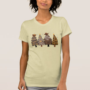 Country Jul Västerländsk Träd Cowboy Cowgirl T Shirt