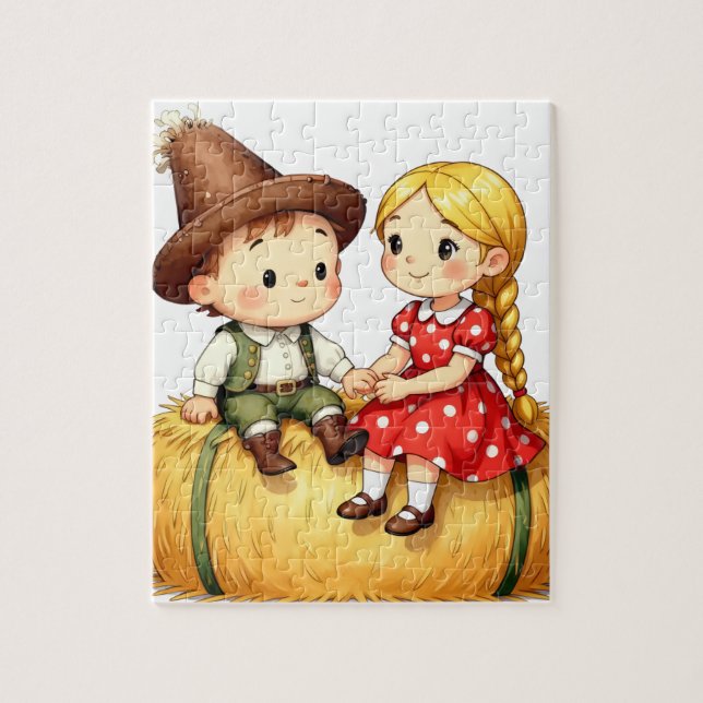 Country Kids on a Hay Bale,  Pussel (Vertikal)