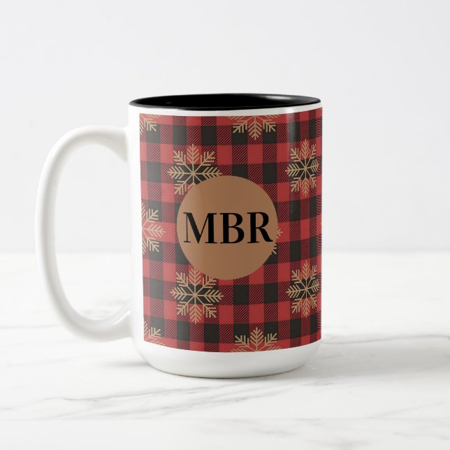 Country Kitchen Monogram Mug with Snowflakes Två-Tonad Mugg (Vänster)
