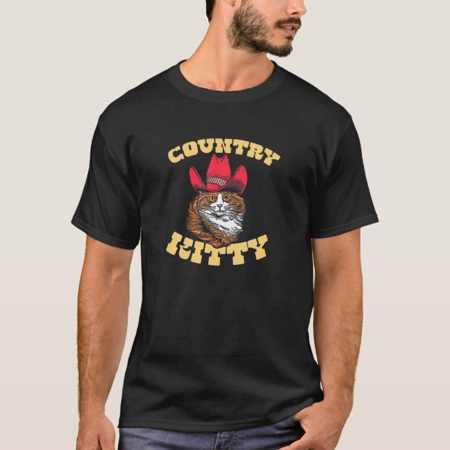 Country Kitty  Country Cowgirl Cat Western Vibe T Shirt (Framsida)
